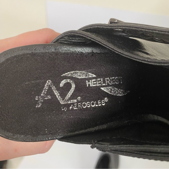 Aerosoles black faux leather open toe mule 7 - Picture 7 of 9